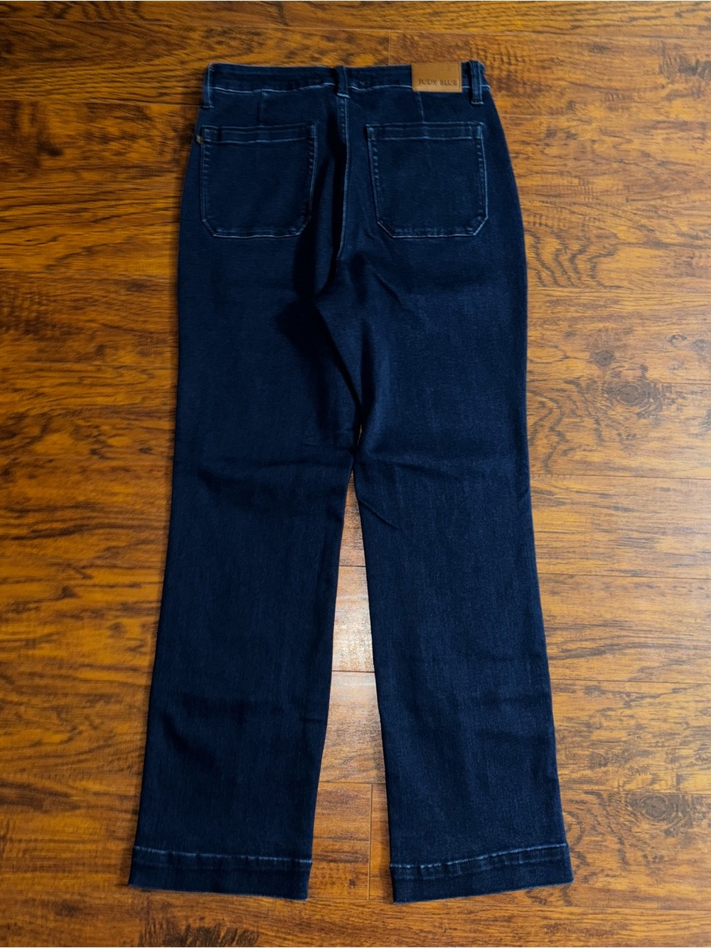 Judy Blue High-Rise Work Wear Knee Patch Straight Jeans Dark Wash Utility Denim - Picture 11 of 12